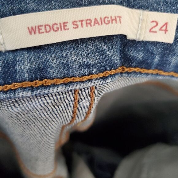 Levi's Womens 24 Regular Fit Wedgie Straight Leg Denim Jeans Blue - Picture 5 of 5